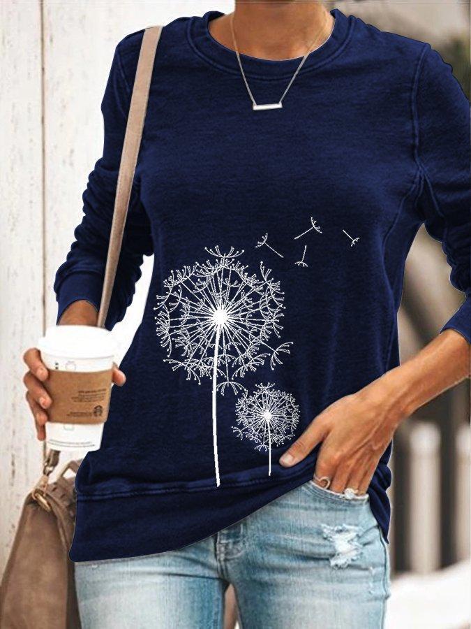 Long Sleeve Casual Shift Plant T-shirt