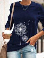 Long Sleeve Casual Shift Plant T-shirt