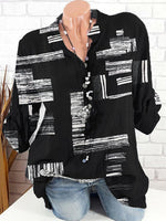 Black Casual Collared Geometric Printed Shirt