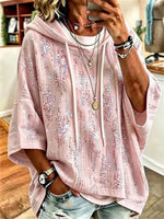 Casual 3/4 Sleeve Abstract Hoodie
