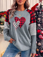 Multicolor Casual Round Neck Plaid Long Sleeve Sweatshirts