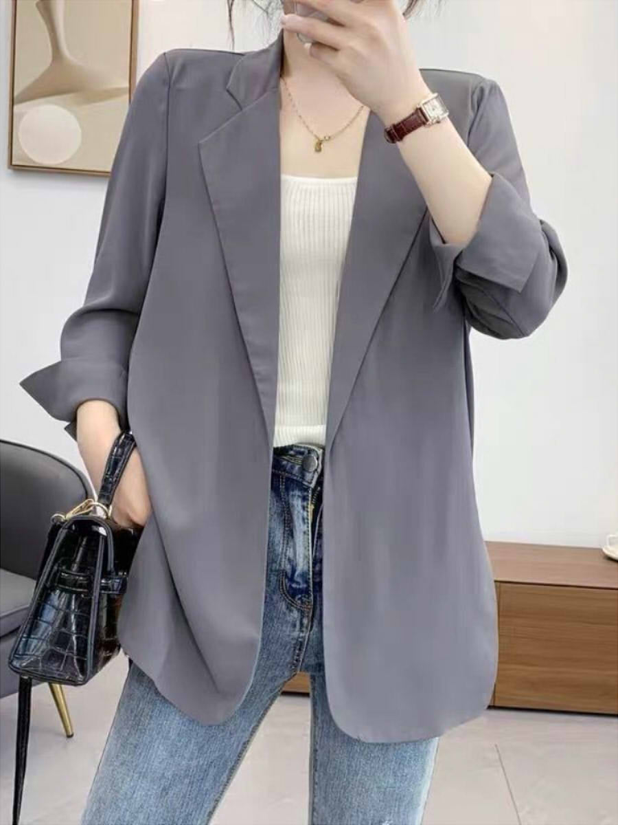Lapel Collar Plain Casual Blazer