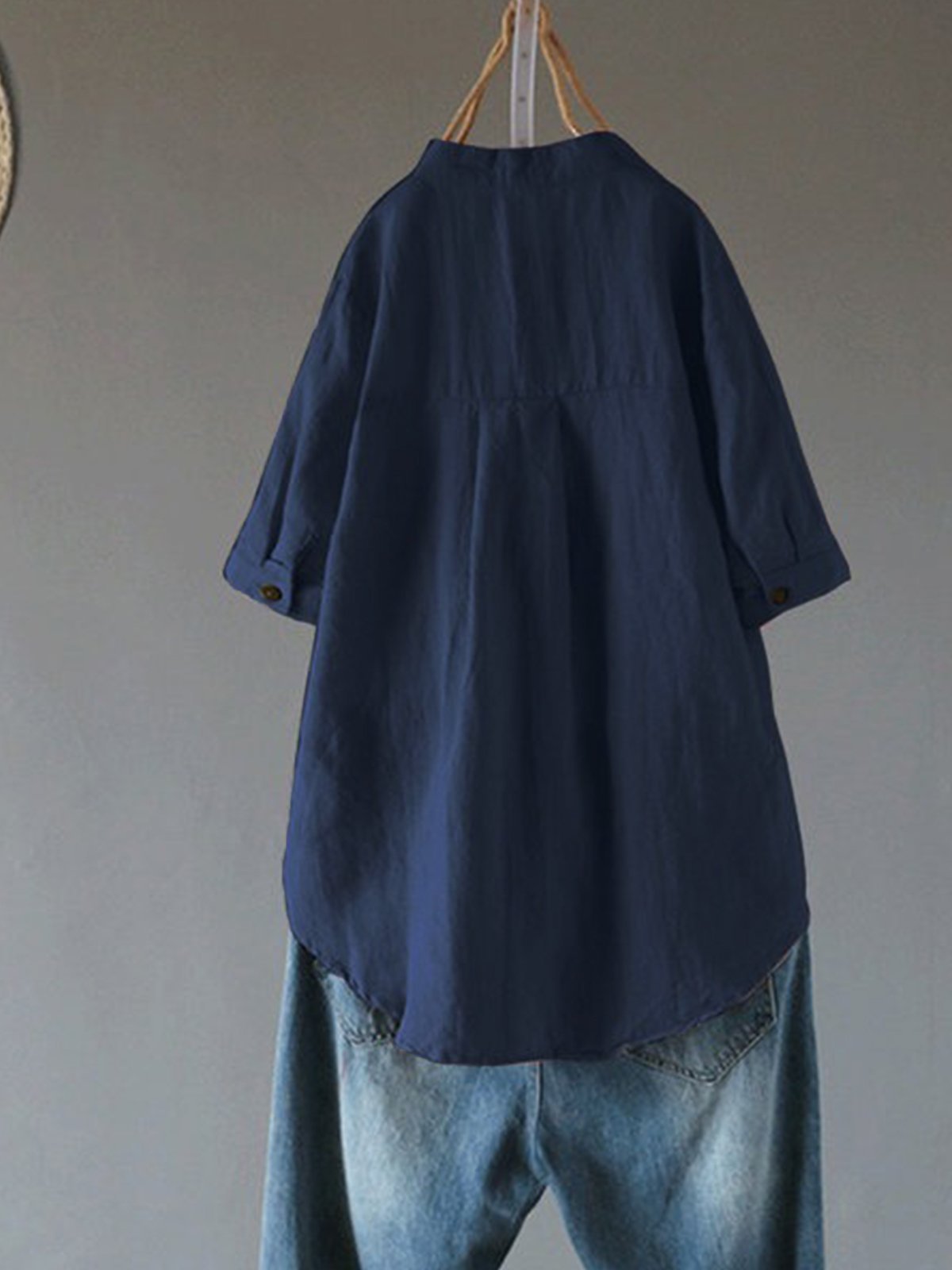 Casual Buttons V Neck Short Sleeve Blouse