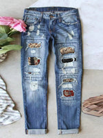 Stretch Ripped Frayed Raw Hem Distressed Jeans