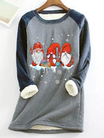 Blue Casual Graphic Tops Round Neck Long Sleeve Santa Claus Printed Xmas Sweatshirts