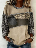 Casual Leopard Crew Neck Long Sleeve Sweatshirt