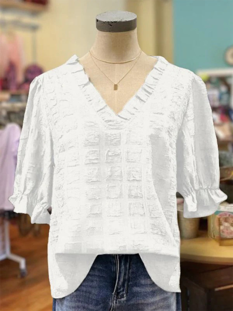 Puff Sleeve Textured Top