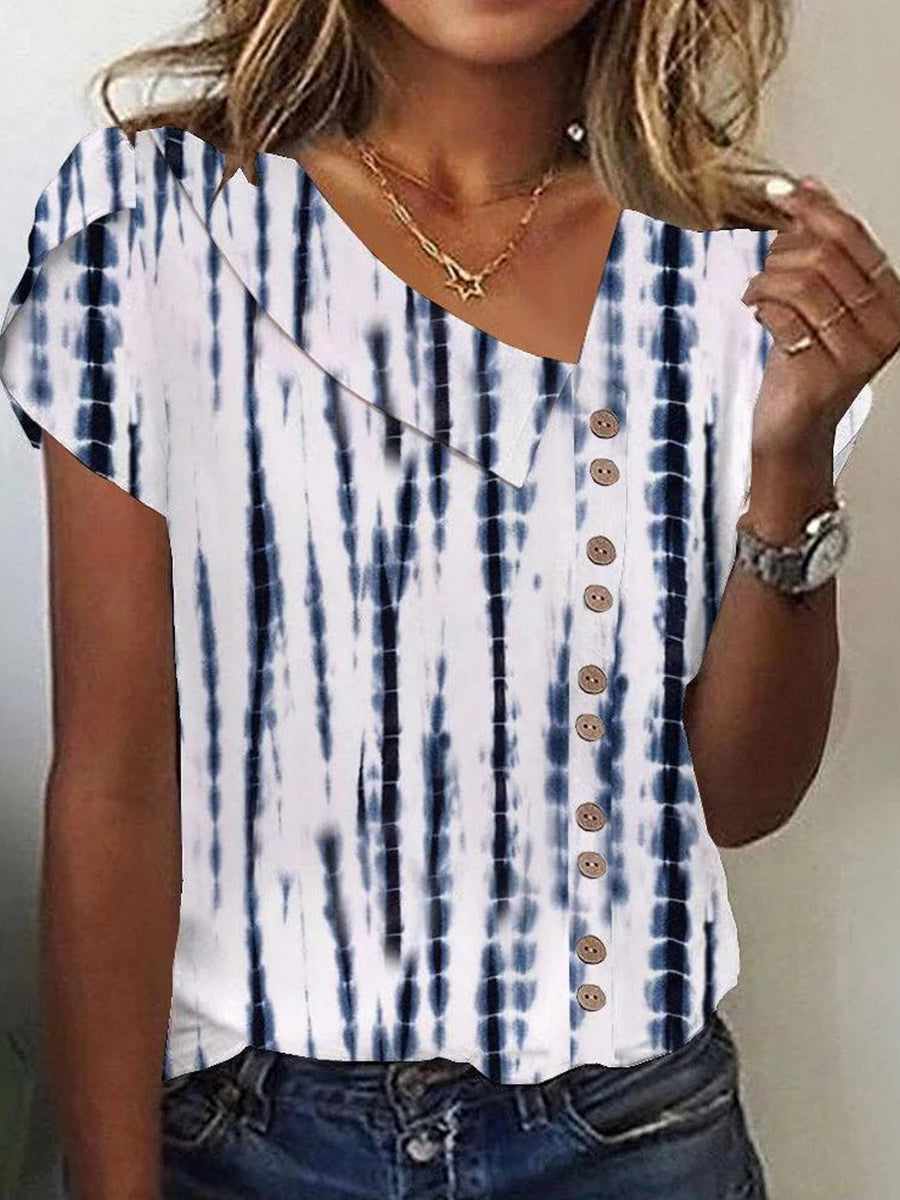 Casual V-neck Short Sleeve Top