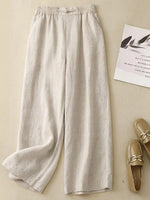 Solid Color Elastic Waist Cropped Wide Leg Pants
