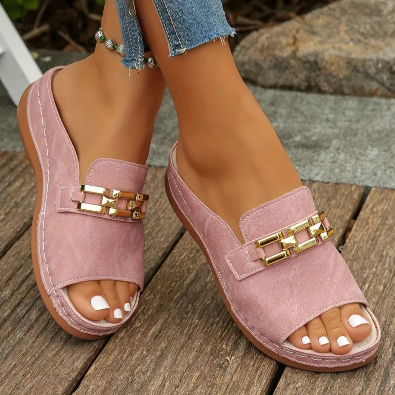 Newly upgraded women's wedge-heeled platform slippers