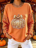 Casual Halloween Crew Neck Long Sleeve Sweatshirt