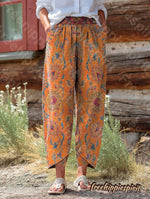 Women's Ethnic Totem Art Pattern Printed Cotton Linen Casual Pants