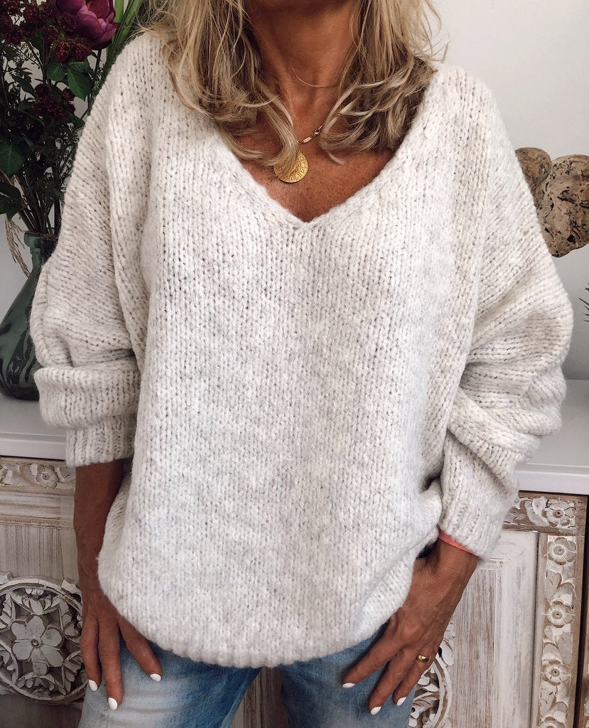 Solid Color Elegant Long Sleeve Sweater