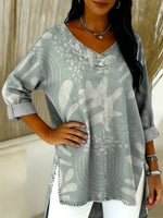Women's Casual V-neck 3/4 Sleeve Shirt