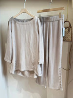 Grey Round Neck Plain Two Piece Set