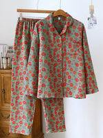 Plum Blossom Button Cotton Loungewear Set
