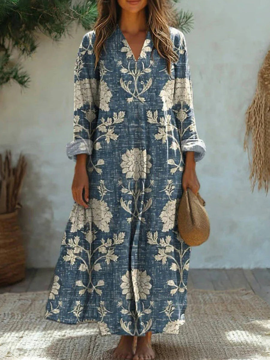 Vintage Floral Print Dress
