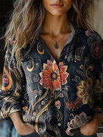 Vintage Floral Print Blouse