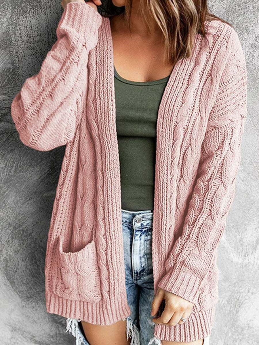 Women Wool/Knitting Plain Long Sleeve Comfy Casual Cardigan