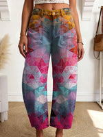 Women's Geometry Color Gradient Art Print Casual Trousers With Pockets