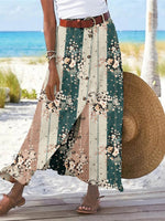 Women's Floral Printed Graphic Straight Fashion Split Button Maxi High Waist Skirt