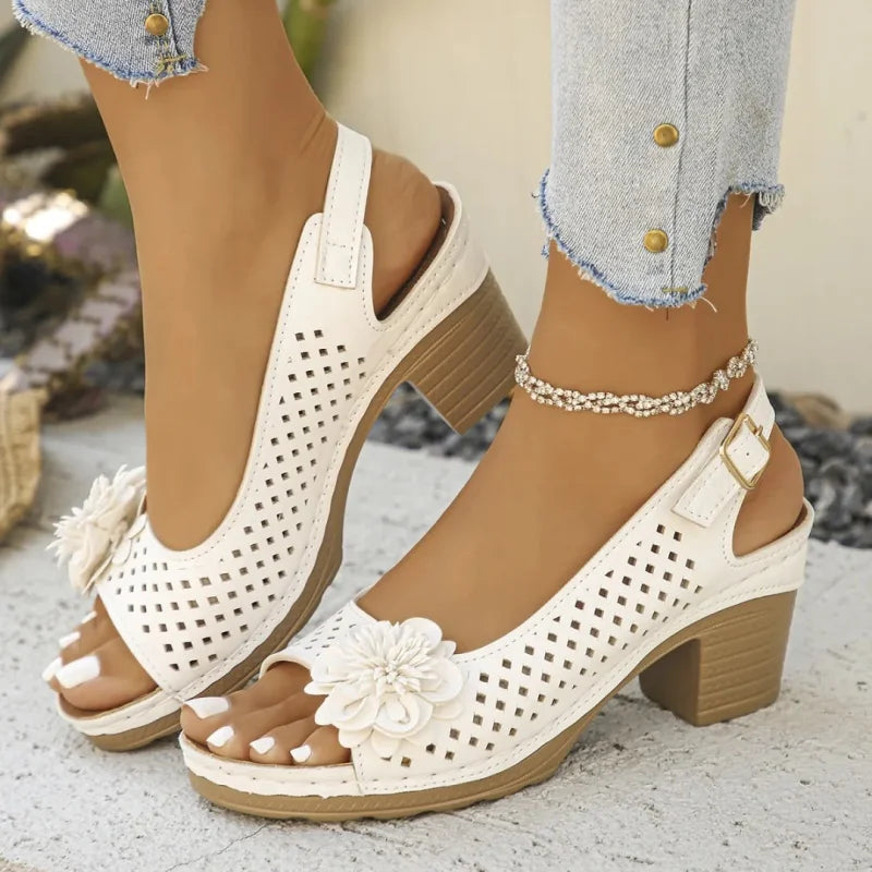 New Women's Floral Cut-Out Sandals