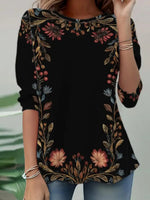 Chic Round Neck Long Sleeve Top