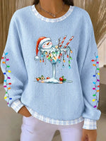 Casual Plaid Crew Neck Long Sleeve Sweatshirt