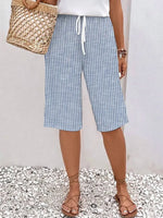 Casual Solid Color Striped Quarter Pants
