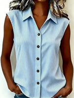Light Blue Pinstripe Collared Sleeveless Shirt