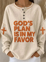 Casual Henley Collar Long Sleeve Abstract Sweatshirt