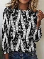 Vintage Plaid Crew Neck Long Sleeve T-Shirt