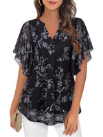 Women's Short Sleeve V Neck Blouse