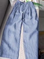 Women's Solid Color Pleated Drawstring Casual Wide Leg Pants