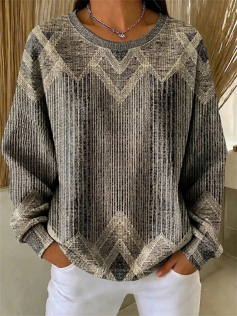 Casual Crew Neck Long Sleeve Abstract Sweatshirt
