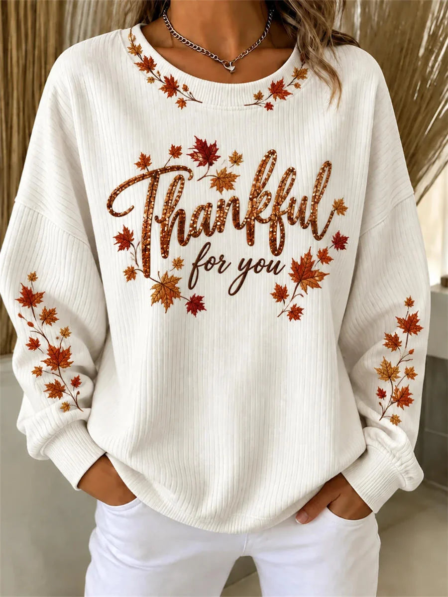 Casual Text Letters Crew Neck Long Sleeve Sweatshirt