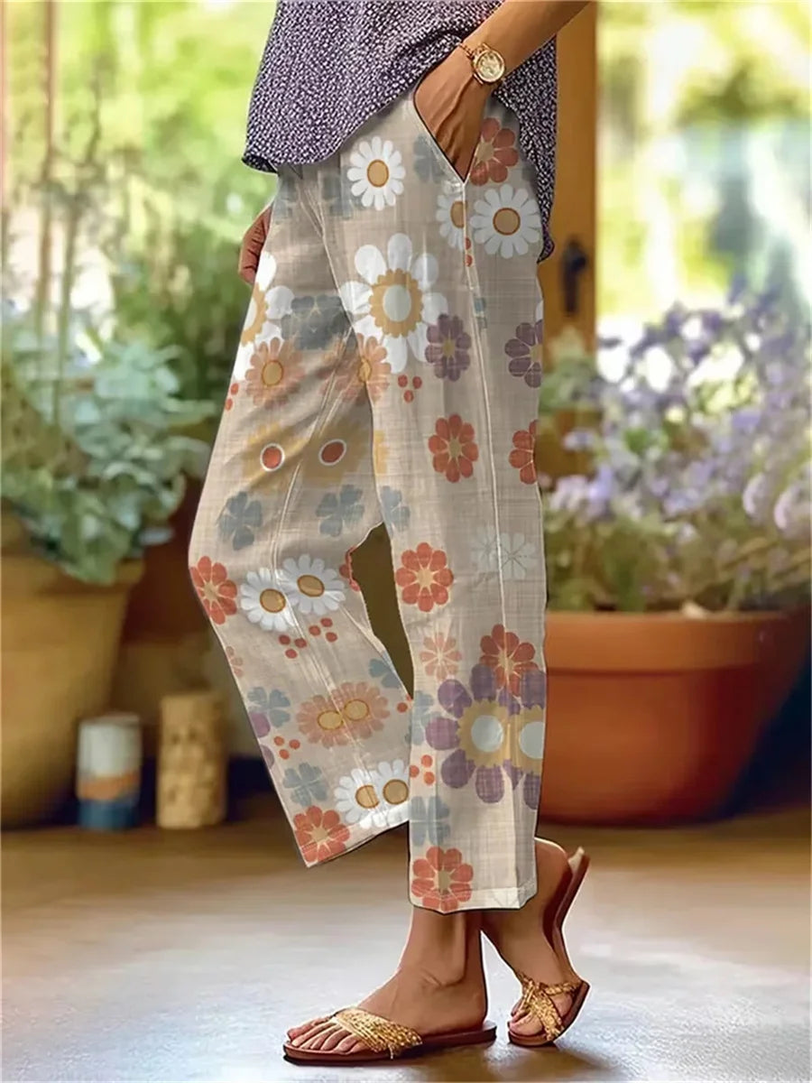 Casual Floral Print Long Pants