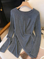 Simple Round Neck Plain Long Sleeve Sweater