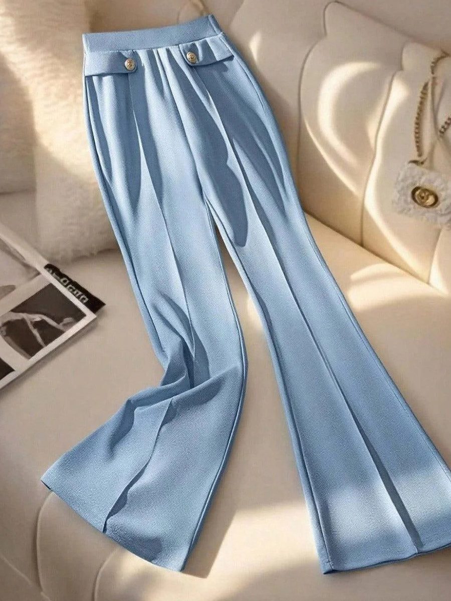 Blue Plain Side Pocket Pants