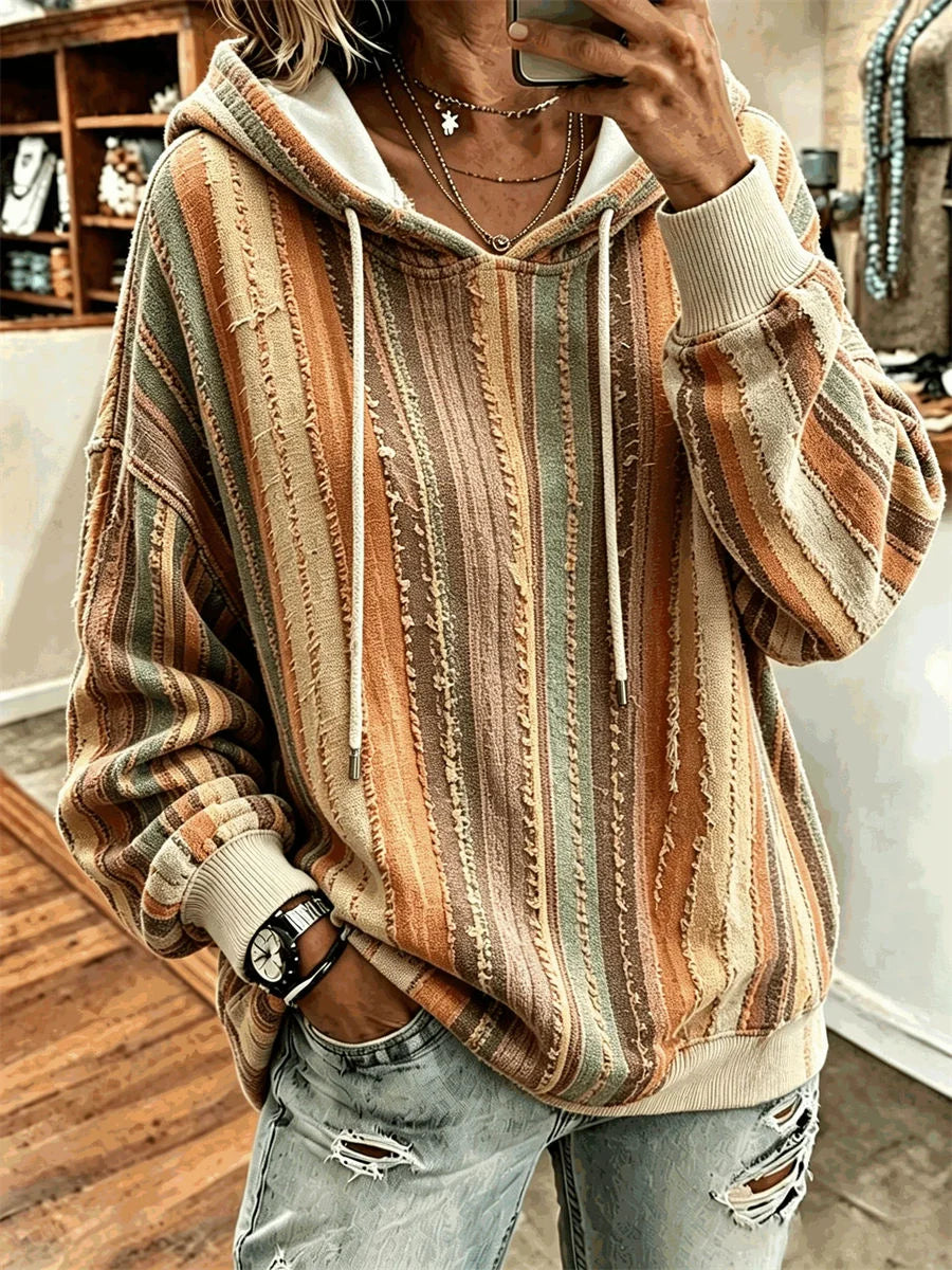 Vintage Striped Long Sleeve Hoodie