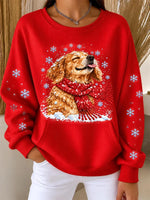 Casual Christmas Crew Neck Long Sleeve Sweatshirt
