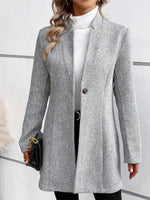 Classy Print Collarless Long Sleeve Outerwear