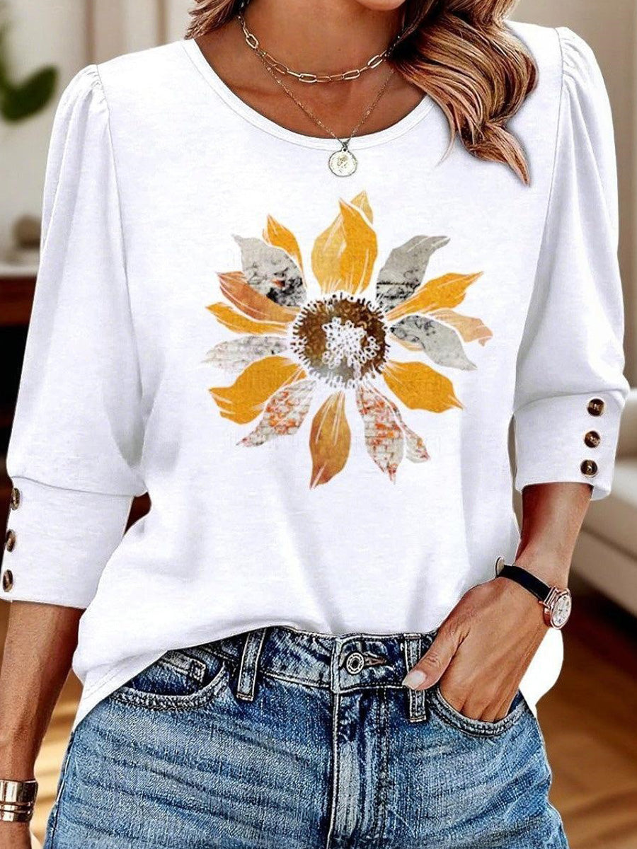 Dreamy 3/4 Sleeve Round Neck Top