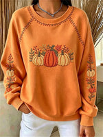Casual Maple Leaf Crew Neck Long Sleeve Sweatshirt