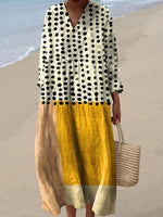 Casual Print V-neck Long Sleeve Dress