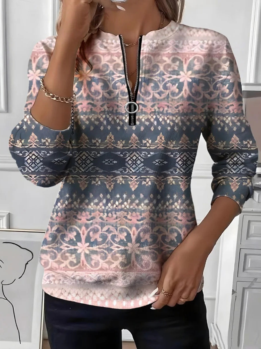 Elegant V-neck Long Sleeve Pink Top