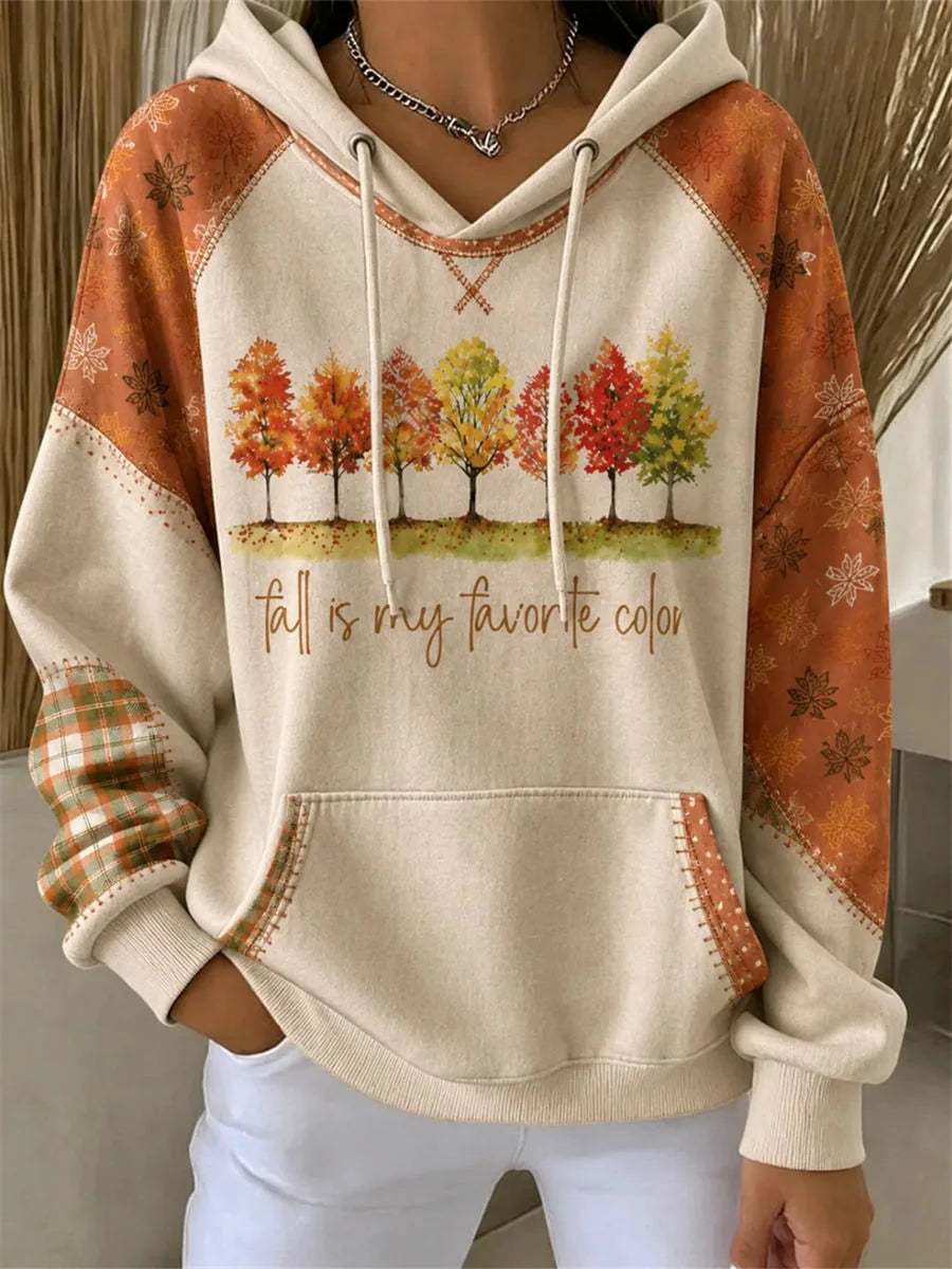Casual Plaid Long Sleeve Hoodie