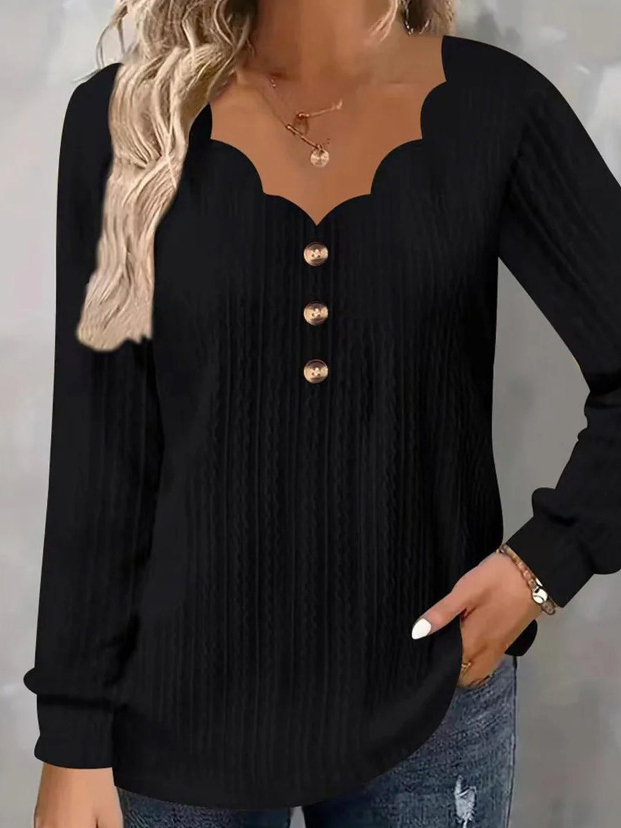 Simple Long Sleeve Plain Top
