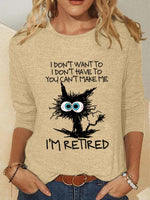 Crew Neck Long Sleeve Cat Regular Micro-Elasticity Regular Fit Shirt