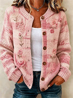 Women Floral Long Sleeve Comfy Vintage Printing Cardigan
